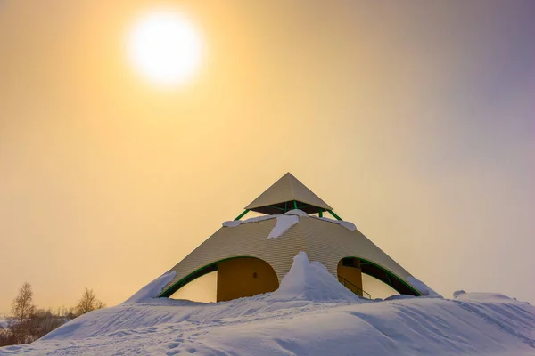 Biei Hokkaido Japonia Zimowe Słońce Nad Północno Zachodnim Tarasem Widokowym — Zdjęcie stockowe