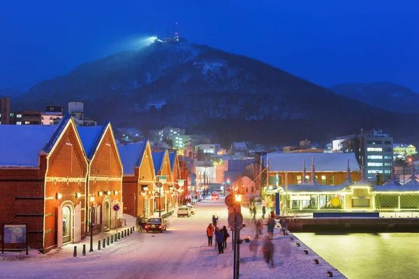 Hakodate Hokkaido Japonya Bir Kış Akşamı Kanemori Nin Tarihi Dükkanlarında — Stok fotoğraf