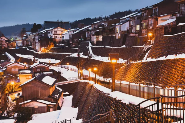 Yatsuo Toyama Japans Stadtsilhouette Winter Der Abenddämmerung — Stockfoto