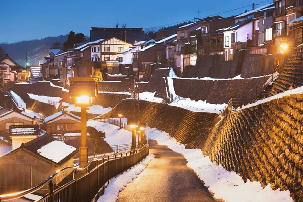 Yatsuo Toyama Japans Stadtsilhouette Winter Der Abenddämmerung — Stockfoto