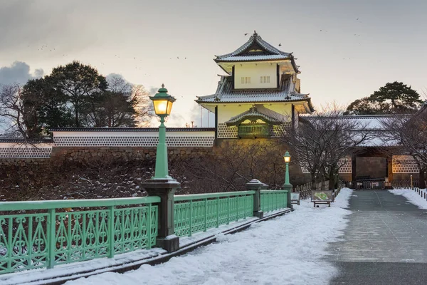 Kanazawa Japan Vid Kanazawa Slott Vinterskymning — Stockfoto