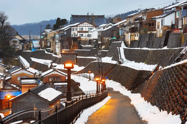 Yatsuo Toyama Japans Stadtsilhouette Winter Der Abenddämmerung — Stockfoto
