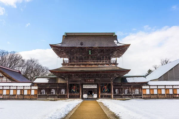 Takaoka Japão Templo Zuiryuji Temporada Inverno Letreiro Principal Japonês Yogokaku — Fotografia de Stock