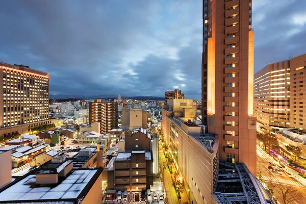 Kanazawa Ishikawa Japan Centrum Staden Skyline Vintern Skymningen — Stockfoto