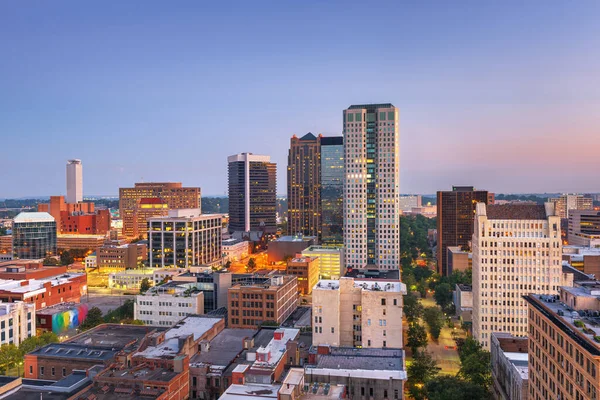 Birmingham Alabama Amerikai Egyesült Államok Belvárosa Alkonyatkor — Stock Fotó