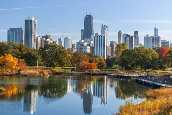 Chicago Illinois Con Lincoln Park Horizonte Ciudad Principios Otoño — Foto de Stock