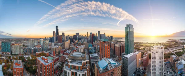 Chicago Illinois Verenigde Staten Luchtfoto Stadsgezicht Panorama Ochtend — Stockfoto