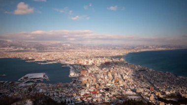 Hakodate, Hokkaido, Japonya Kış akşamları gökyüzü.