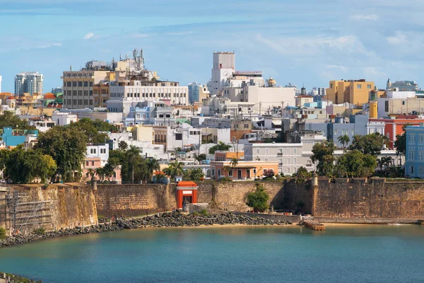 Old San Juan Porto Rico Paisagem Urbana Água Caribe — Fotografia de Stock