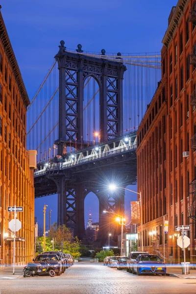 Brooklyn New York Usa Scena Strada Brooklyn Bridge Durante Crepuscolo — Foto Stock