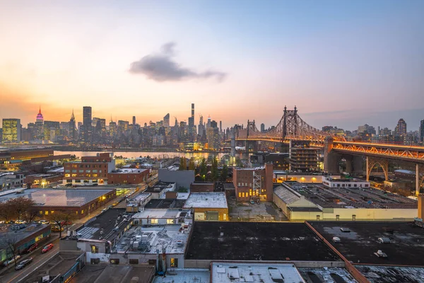 Queens New York Usa Uitzicht Met Queensboro Bridge Richting Manhattan — Stockfoto