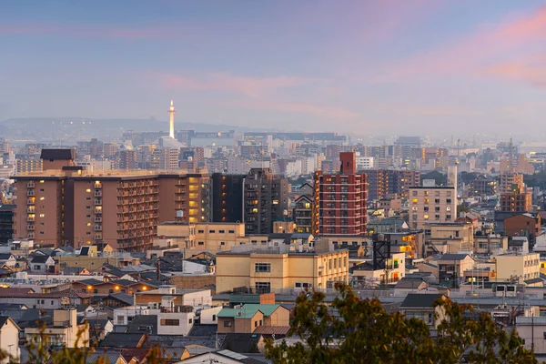 Kyoto Japan Moderne Skyline Der Innenstadt Der Abenddämmerung Mit Dem — Stockfoto