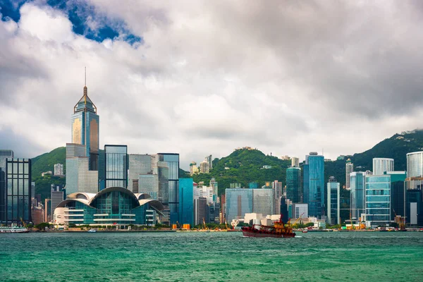 Hong Kong Çin Viktorya Limanı Silueti — Stok fotoğraf