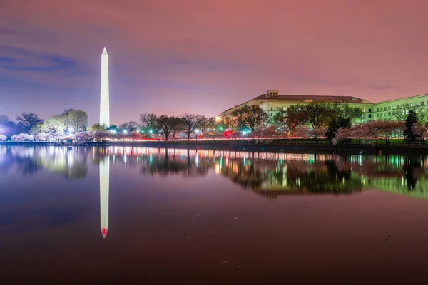 Washington Usa Tidal Basine Washington Monument Spring Season — стокове фото