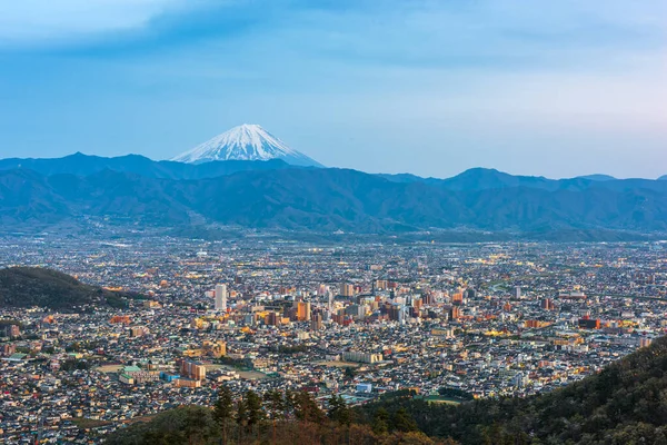Kofu Horizonte Japón Con Fuji Atardecer —  Fotos de Stock