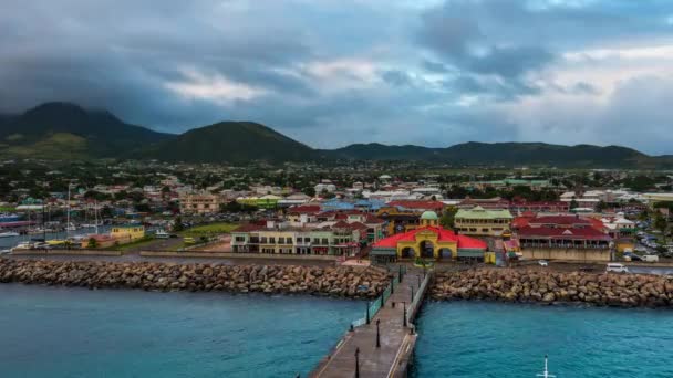 Basseterre Kitts Och Nevis Stadssiluett Vid Hamnen — Stockvideo