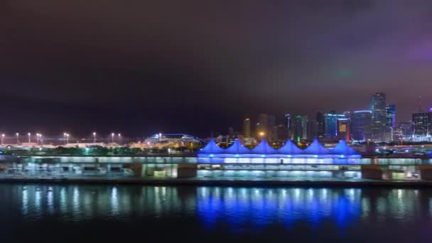 Miami Florida Kikötőben Éjszaka Városon — Stock videók