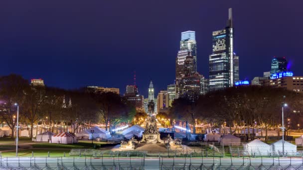 Philadelphia Pennsylvania Verenigde Staten Skyline Richting Van Het Centrum Benjamin — Stockvideo