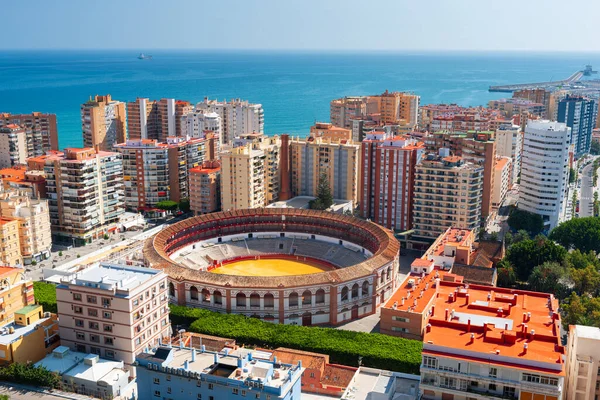Malaga Spagna Skyline Verso Mar Mediterraneo Nel Pomeriggio — Foto Stock