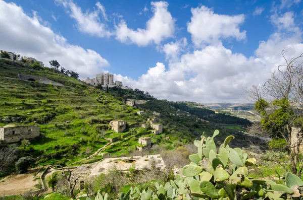 Lifta Jerusalem Israel Övergiven Som Ställs Mot Nya Höga Höjder — Stockfoto