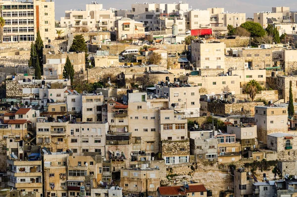 Αραβική Γειτονιά Στην Πλαγιά Του Λόφου Στην Ιερουσαλήμ Ισραήλ — Φωτογραφία Αρχείου