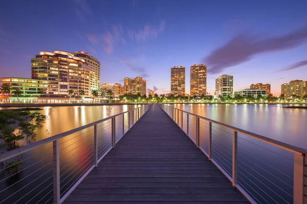 West Palm Beach Florida Usa Innenstadt Skyline Der Binnenwasserstraße — Stockfoto