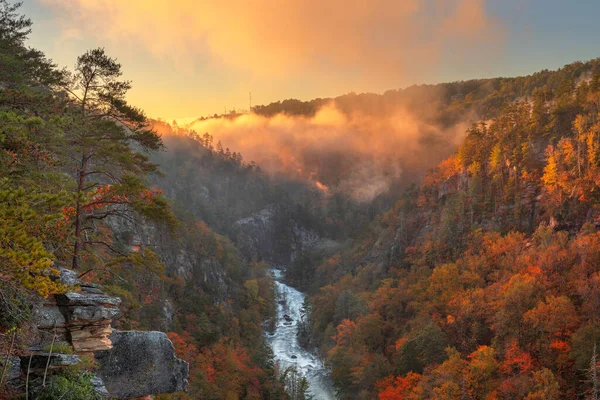 Tallulah Falls Georgia Usa Med Utsikt Över Tallulah Gorge Höstsäsongen — Stockfoto