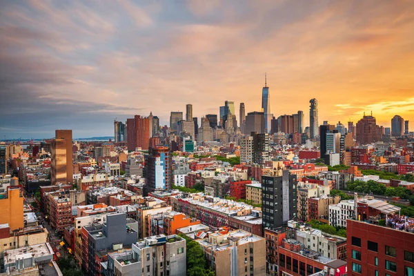 Nowy Jork Nowy Jork Usa Widok Dachu Dolnego Manhattanu Zmierzchu — Zdjęcie stockowe