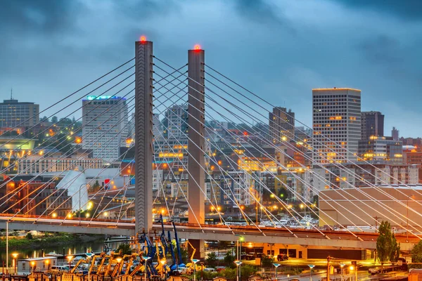 Tacoma Washington Eua Cidade Com East 21St Street Bridge Noite — Fotografia de Stock