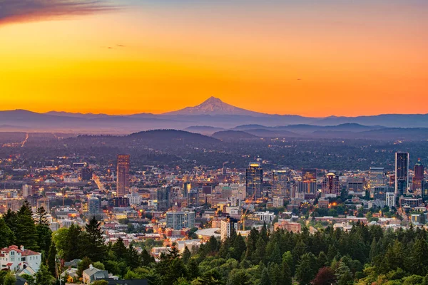 Portland Oregon Abd Şehir Merkezi Şafak Vakti Hood — Stok fotoğraf