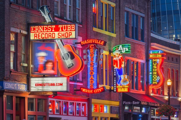 Nashville Tennessee August 2018 Honky Tonks Lower Broadway District Famous — Stock Photo, Image