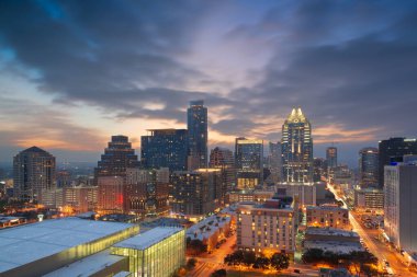Austin, Texas, USA downtown cityscape at dusk. clipart