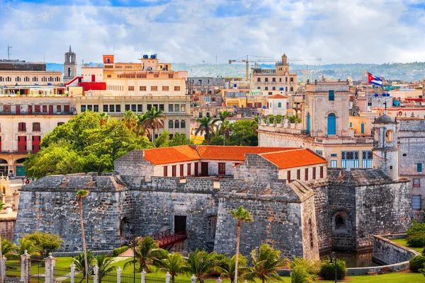 Havanna Kubas Altstadtsilhouette Und Festung Tag — Stockfoto