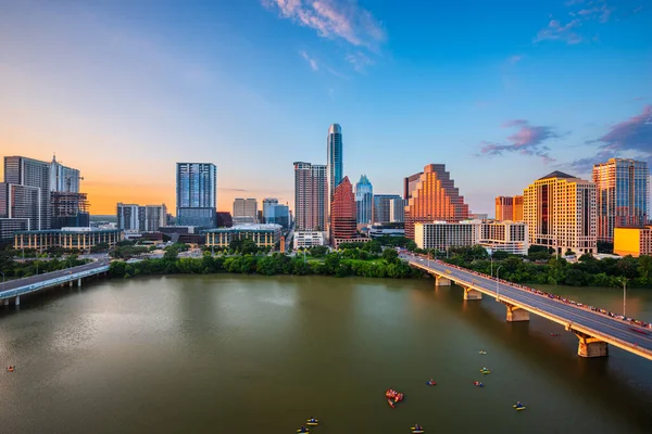 Austin Teksas Usa Miasto Położone Nad Rzeką Kolorado Zmierzchu — Zdjęcie stockowe