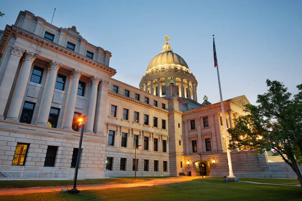 Mississippi State Capitol Jackson Mississippi Usa Zmierzchu — Zdjęcie stockowe