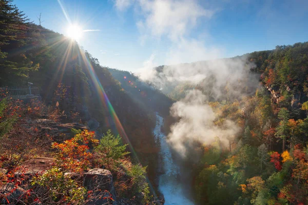 Tallulah Falls Gürcistan Abd Sonbahar Sezonunda Tallulah Vadisi Tepeden Bakıyor — Stok fotoğraf