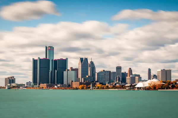 Detroit Michigan Stati Uniti Skyline Del Centro Della Città Sul — Foto Stock