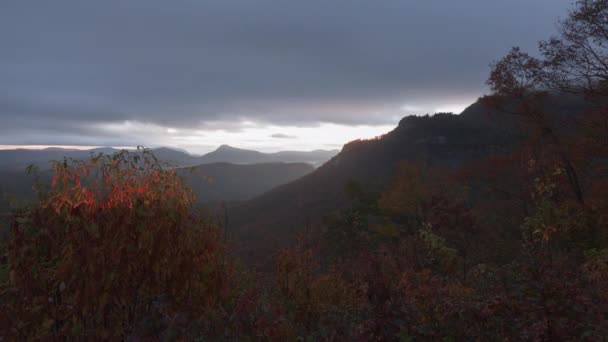 Whiteside Mountain Hösten Gryningen North Carolina Usa — Stockvideo