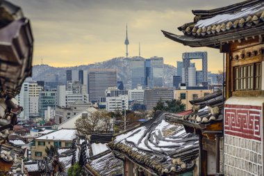 Seoul, South Korea Historic Distric and Skyline clipart