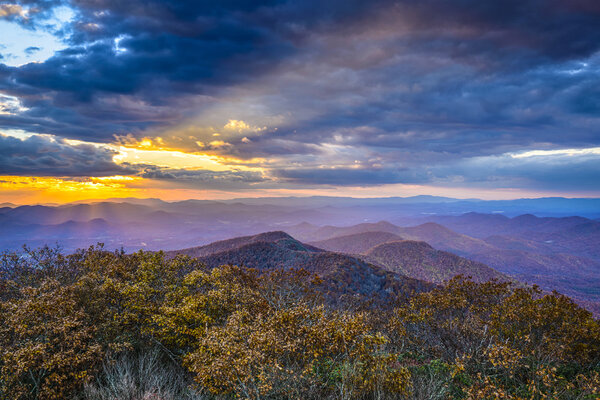 Autumn Sunset in Blue Ridge Mountains