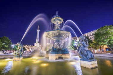 Rossio Square Fountain of Lisbon clipart