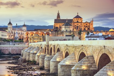 Cordoba, Spain at the Roman Bridge and Mosque-Cathedral clipart