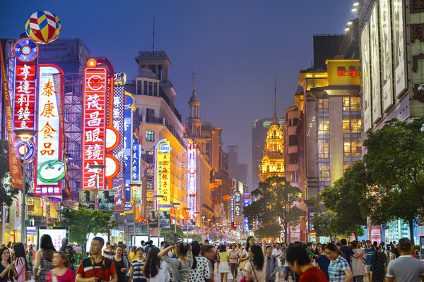 Shanghai, China Nanjing Road Shopping Distict Cityscape