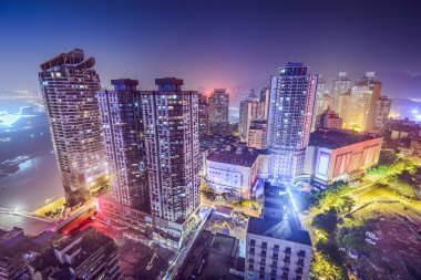Chongqing, China Cityscape at Night clipart