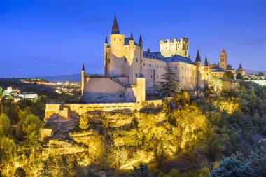 Segovia, Spain Alcazar at Night clipart