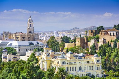 Malaga, İspanya Cityscape denizde