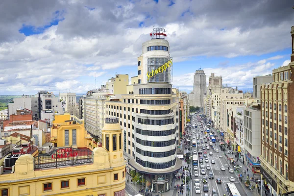 Gran Via, Cityscape Madird, Spanje — Stockfoto