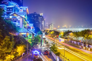 Chongqing, China Cityscape clipart