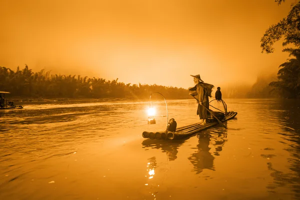 中国 Cormornat 漁師 — ストック写真