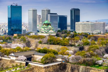Osaka, Japonya bahar Cityscape